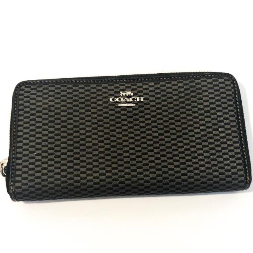 COACH Legacy Jacquard Accordion Zip Wallet Gray /